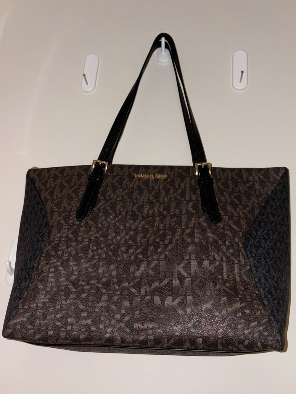 Michael Kors Coraline Large Two Toned Tote with Gold Accents